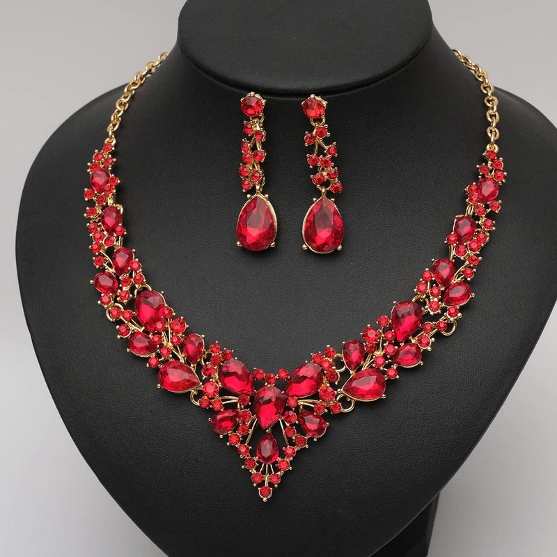 CSY 4 Pcs/Set Austrian Crystal Necklace Earrings Bracelet Ring Bridal Jewelry Sets for Brides Wedding Party Costume Accessories Gifts for Women - Image 4
